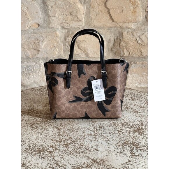 NWT Coach Mollie Tote Bag 25 In Signature Canvas With Bow Print CZ767 - Picture 12 of 14